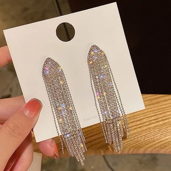 18K gold plated shiny diamonds earrings - Picture 4 of 4